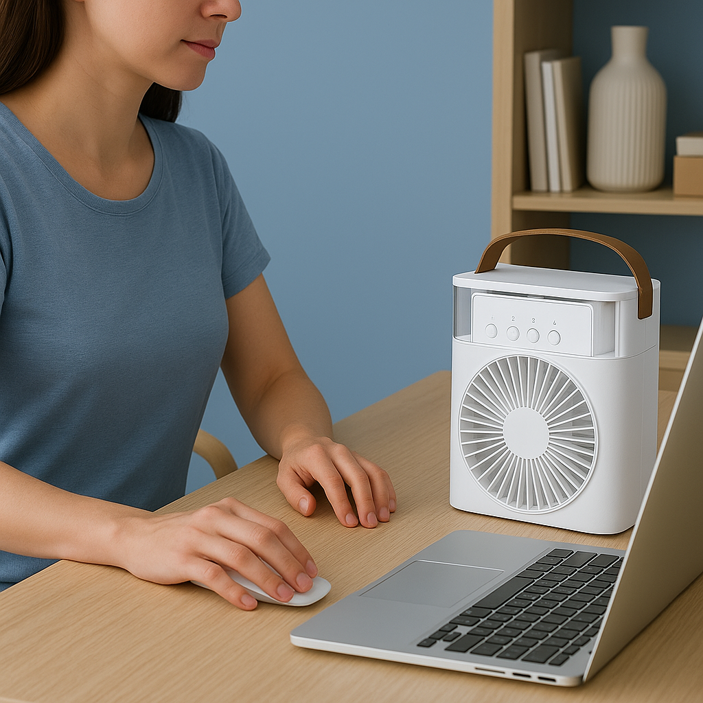 Mini Ventilateur Climatiseur Portable â Silencieux, 3 Vitesses, USB & Design Compact