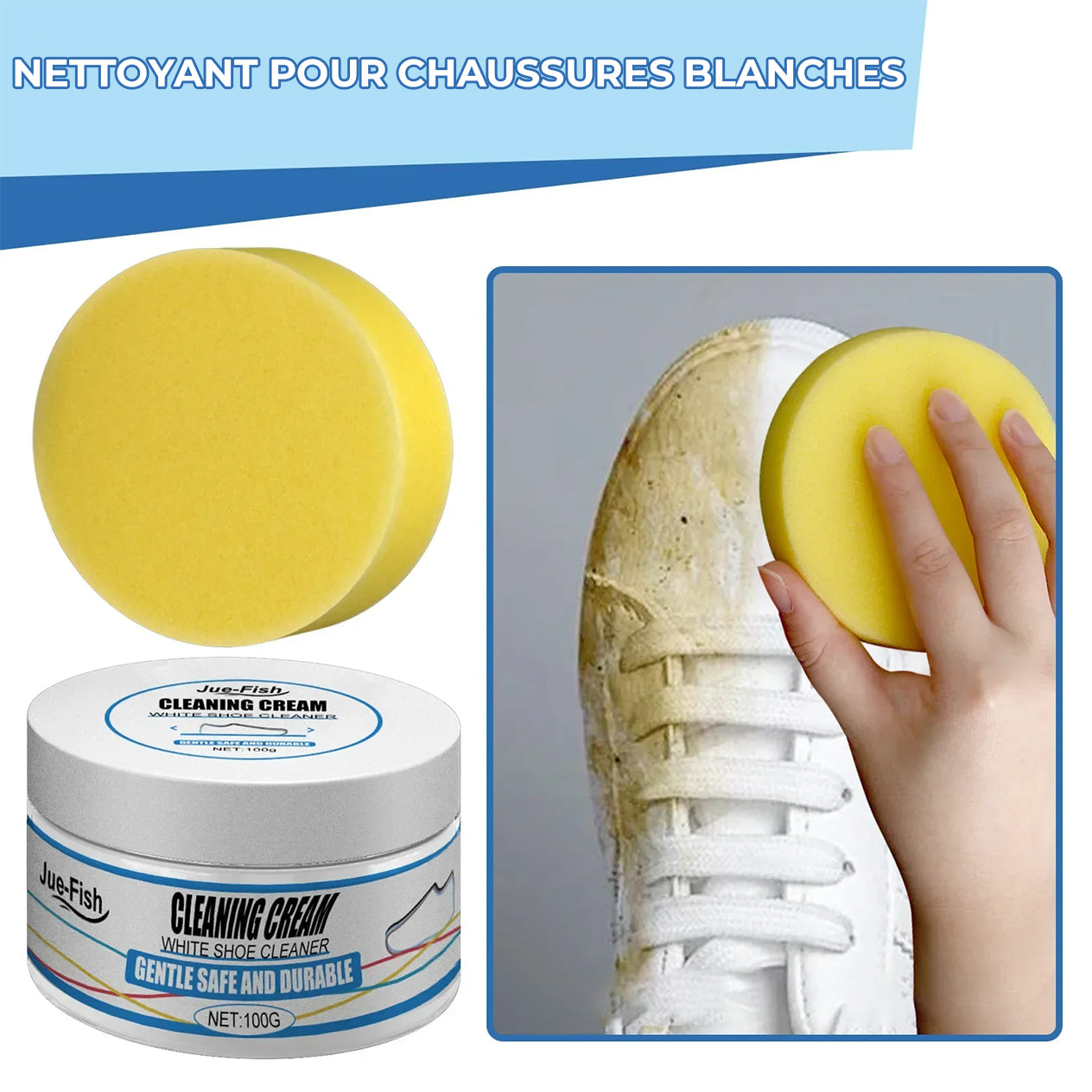 Crème de nettoyage pour chaussures blanches