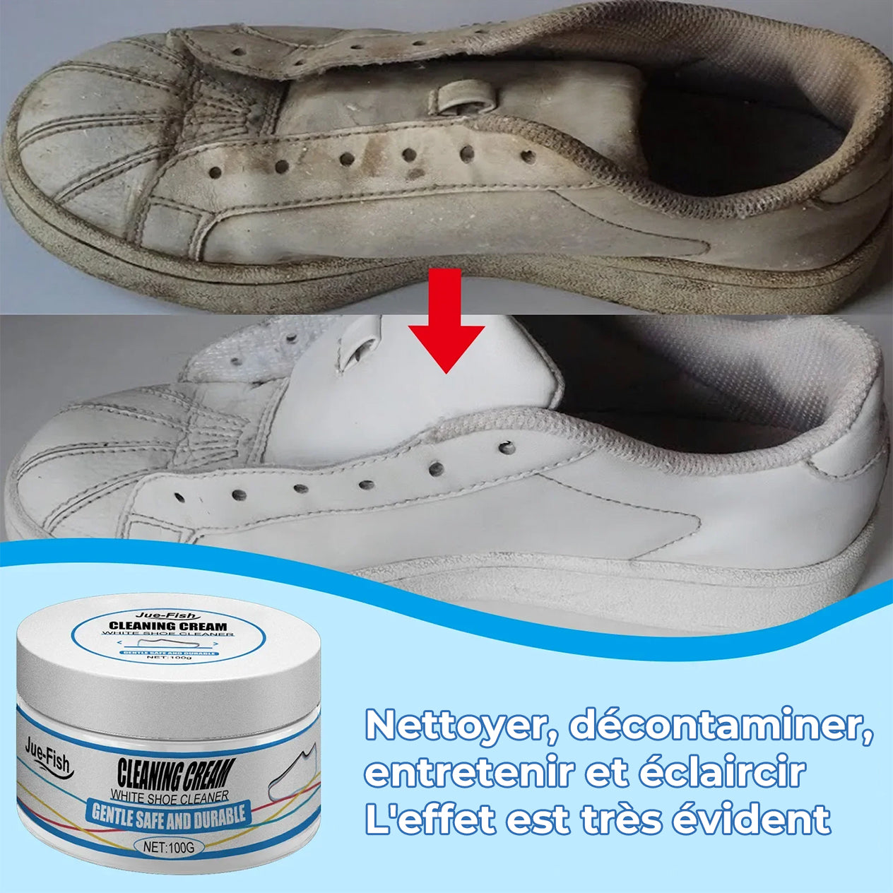 Crème de nettoyage pour chaussures blanches