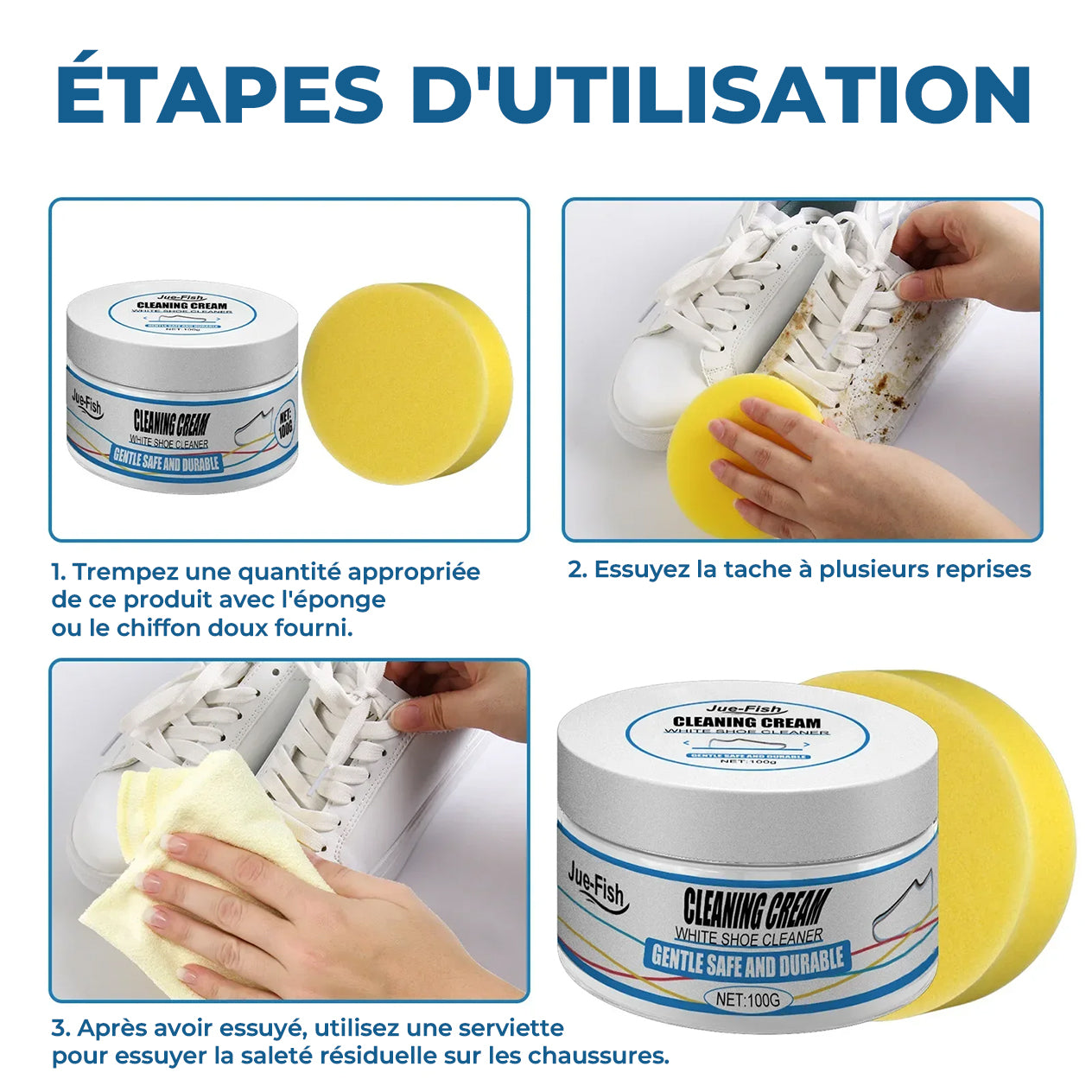 Crème de nettoyage pour chaussures blanches