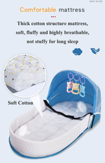 Lit Pliant Multifonctionnel pour Bébés avec Moustiquaire