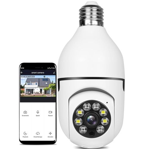 Caméra Ampoule IP WiFi de Sécurité Surveillance 3 MégaPixels Panoramique 360°