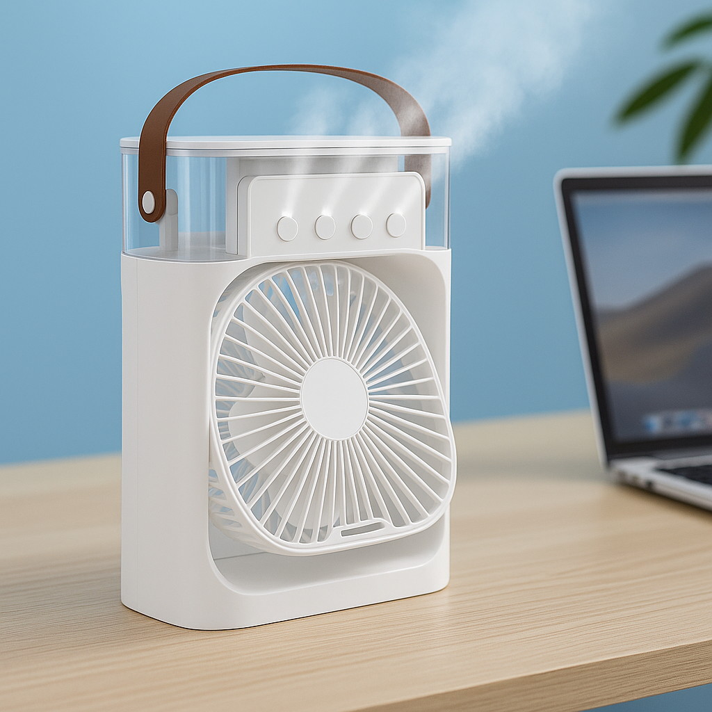 Mini Ventilateur Climatiseur Portable – Silencieux, 3 Vitesses, USB & Design Compact