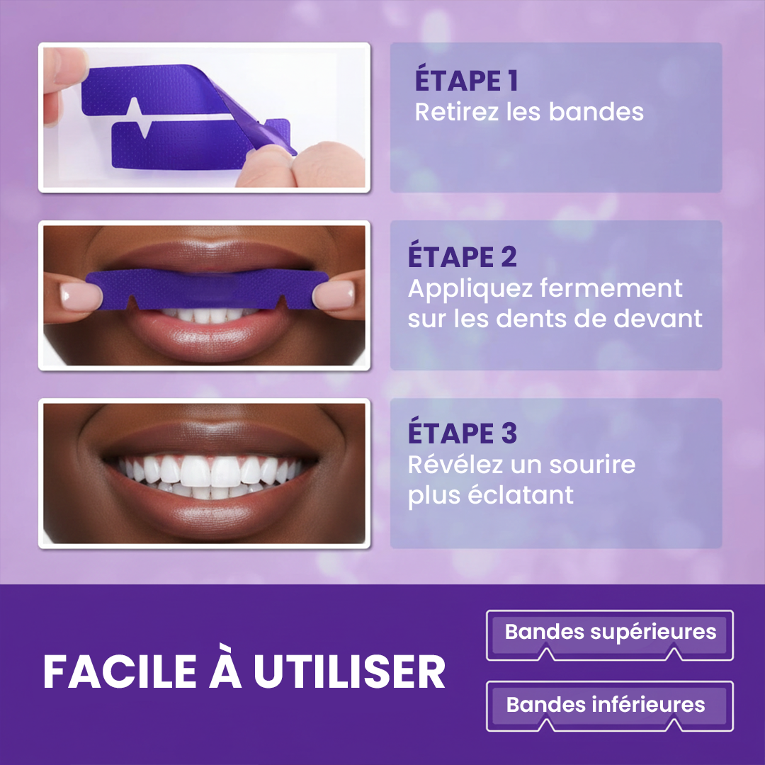 Bandes Blanchissantes Violettes – Souriez Plus Blanc, Sans Sensibilité