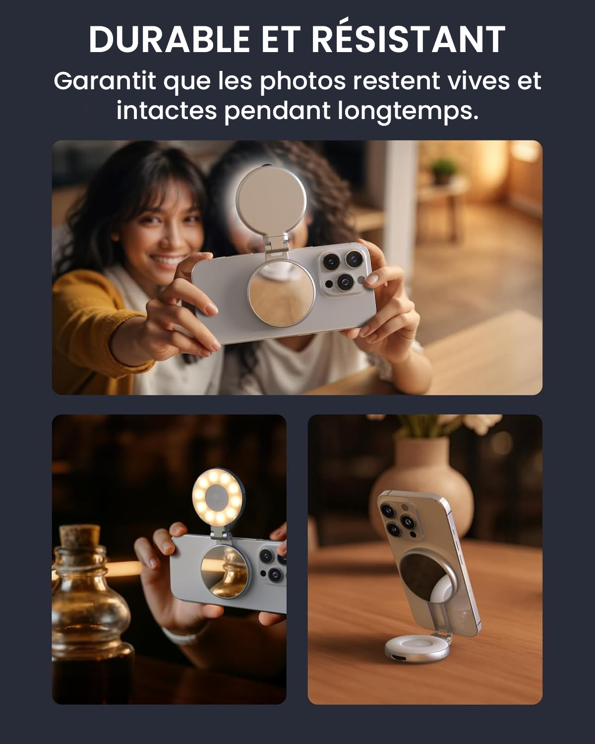 LumiRing– La Lumière Selfie Magnétique 3-en-1