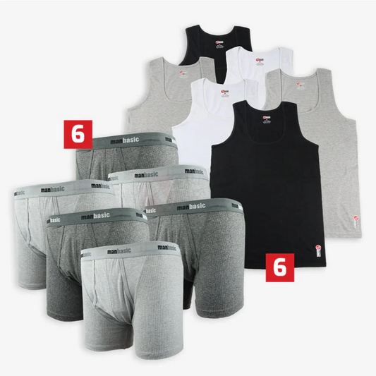 Lot 6 Débardeurs + Boxers Manbasic Coton